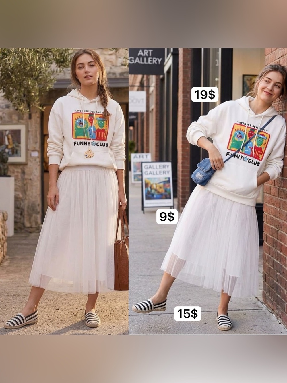 Hoodie + skirt + espadrilles